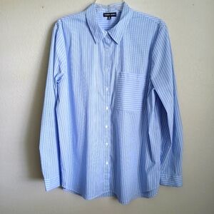 Blue Stripe Shirt Womens Size XL Long Sleeve